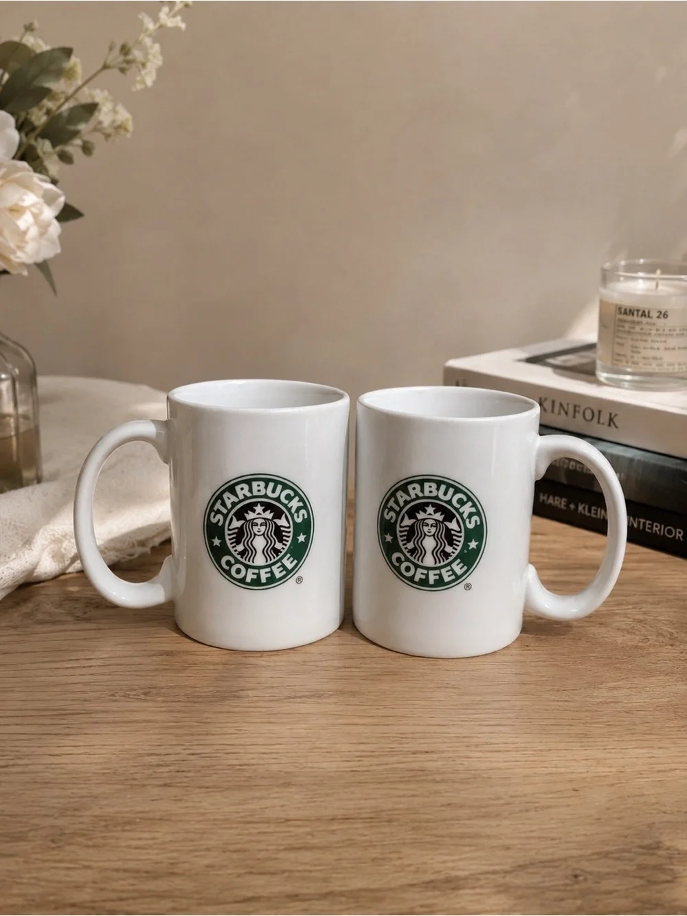 : Vintage Starbucks Classic White Coffee Mug Set (Pair of 2)